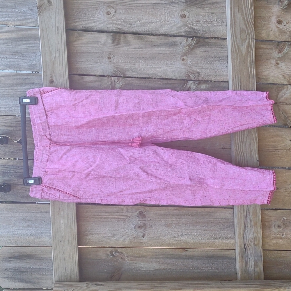 🏵️ Talbots pink linen ankle pants